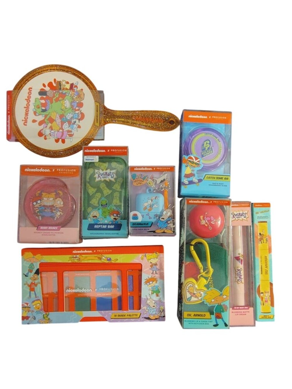 9 Piece Rugrats Nickelodeon Makeup Set Highlighter Eyeshadow Mirror Lip Gloss